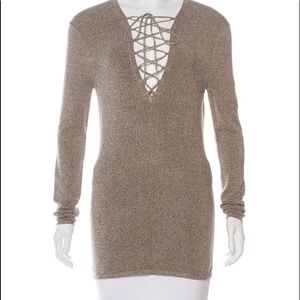 Rip lace up front Sweater